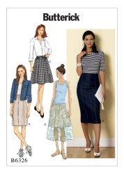6326 Butterick Raised or Elastic Waist Straight - Flare Skirt Pattern 8-16 New